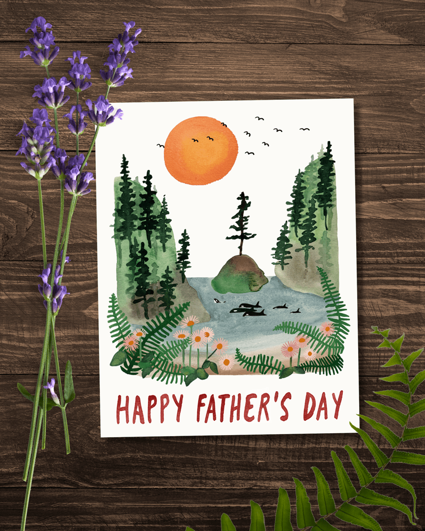 Orca Whales Father's Day Card Greeting Card Little Truths Studio
