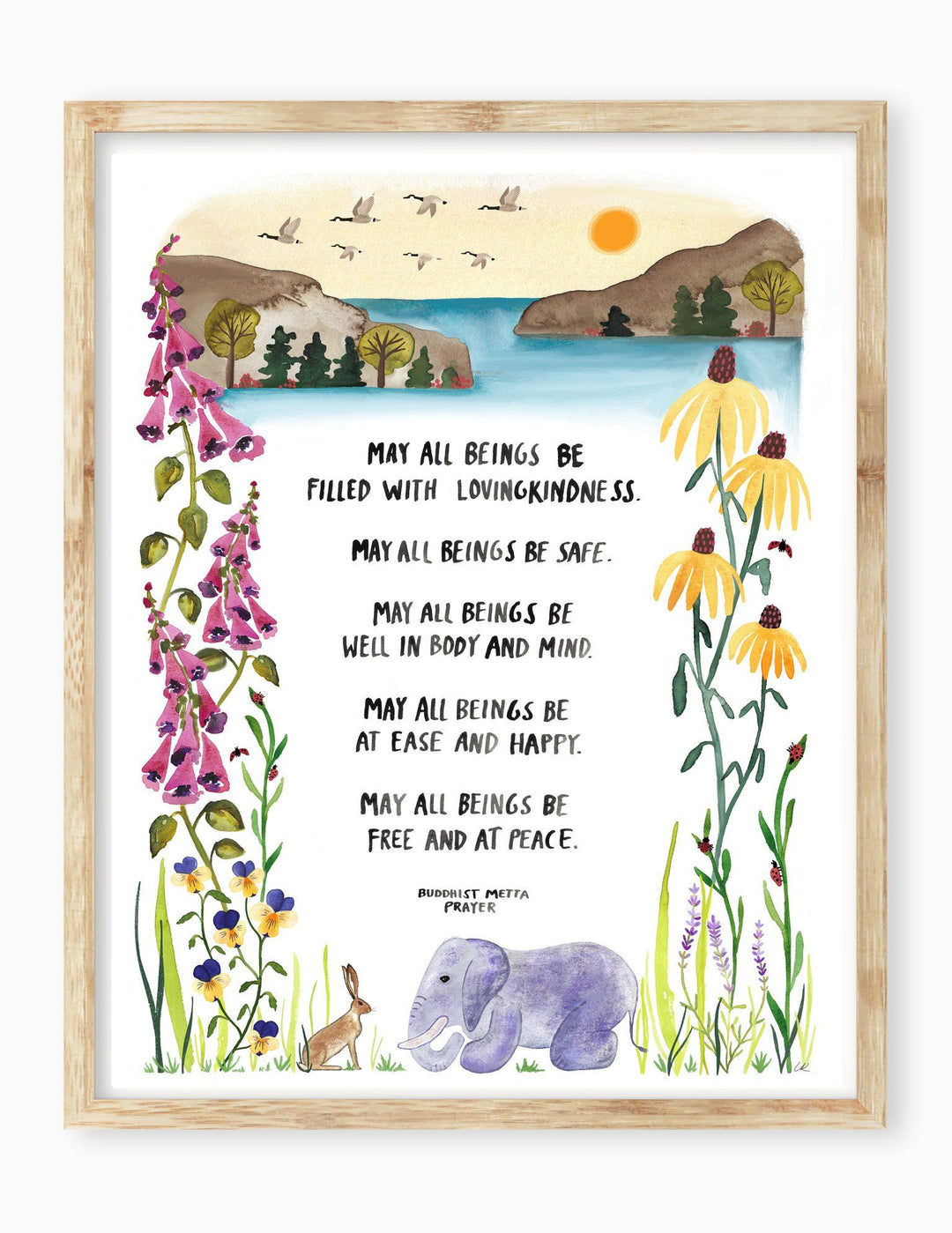 Buddhist Metta Prayer, Color Version, PRE-ORDER Art Prints Little Truths Studio 