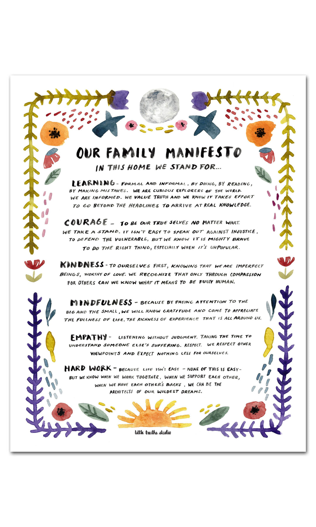 Family Manifesto Art Print Art Prints Little Truths Studio 