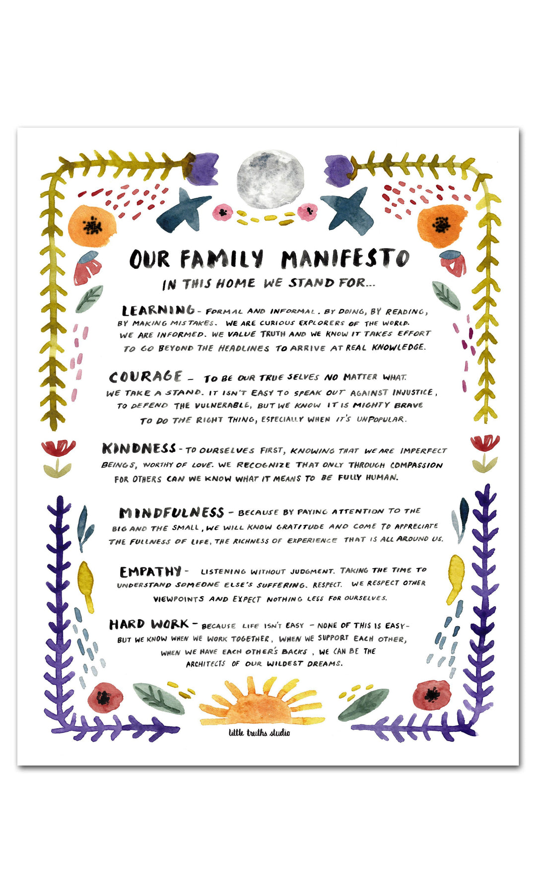 Family Manifesto Art Print Art Prints Little Truths Studio