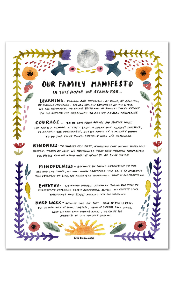 Family Manifesto Art Print Art Prints Little Truths Studio 