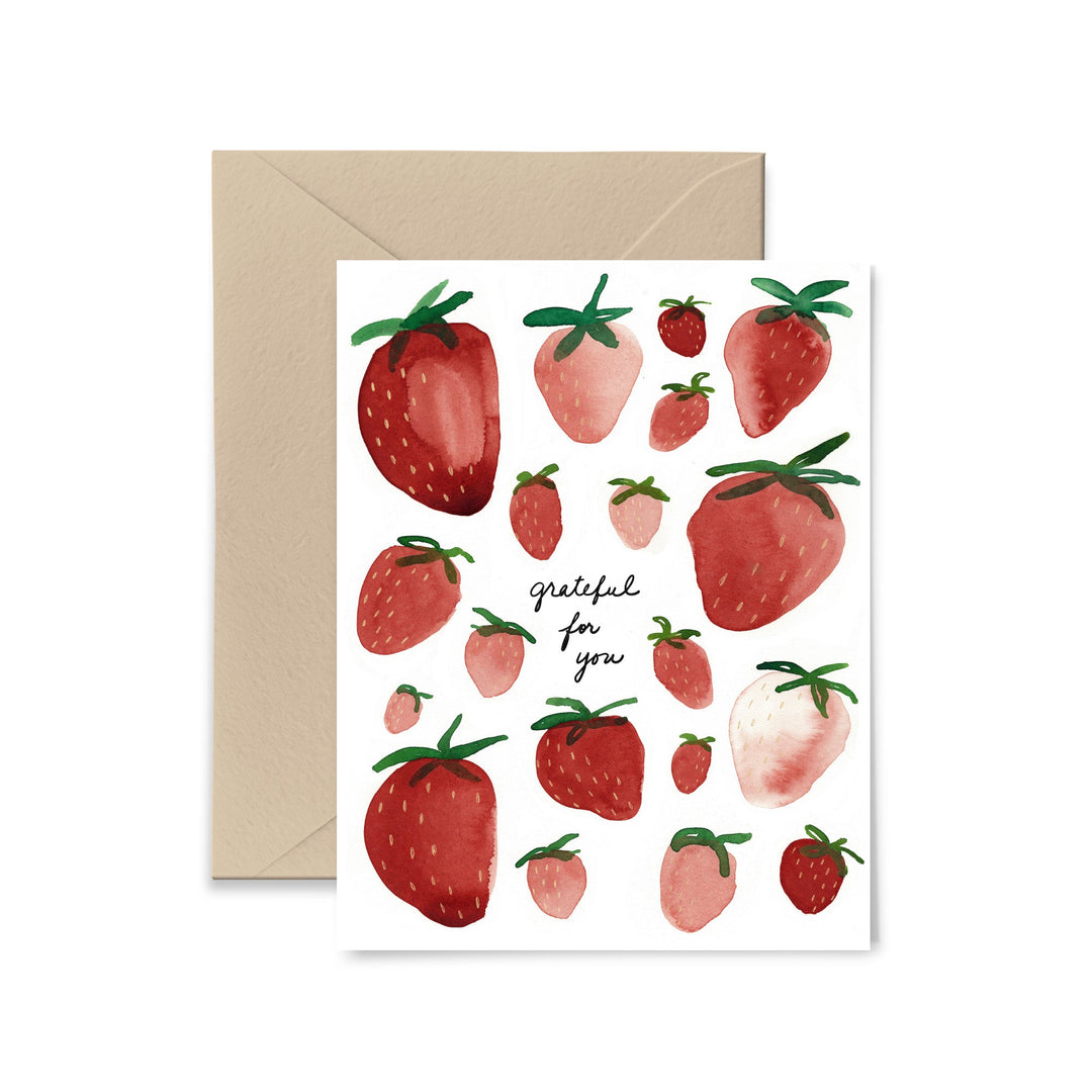 Strawberries Grateful For You Greeting Card Greeting Card Little Truths Studio