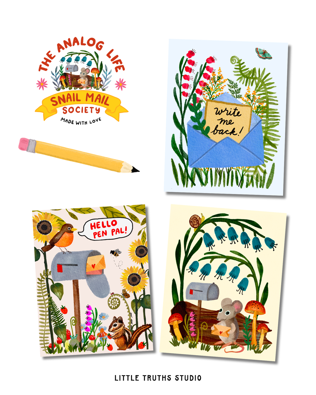 Snail Mail Society 8 Postcard Set
