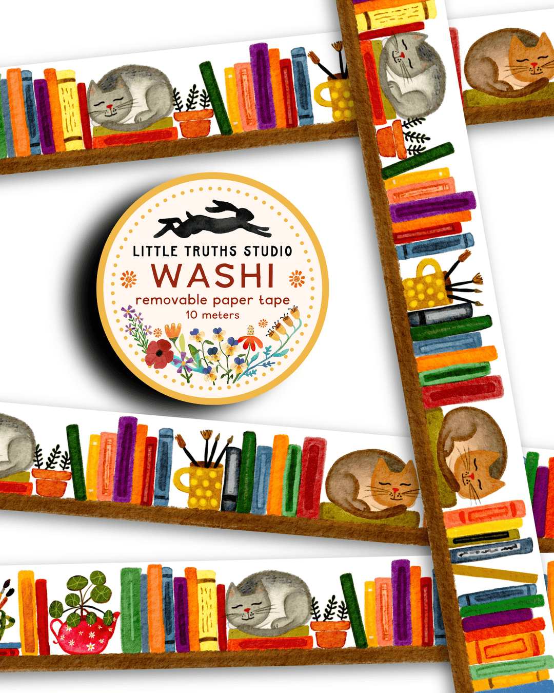 Books and Cats Washi Tape Washi Tape Little Truths Studio 