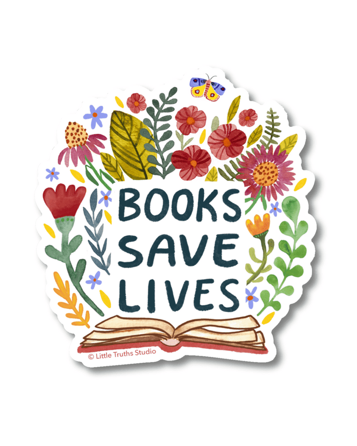 Books Save Lives Sticker sticker Little Truths Studio 