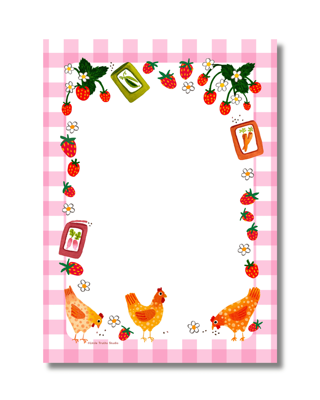 Chickens and Strawberries Notepad Notepad Little Truths Studio 