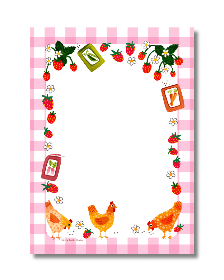 Chickens and Strawberries Notepad Notepad Little Truths Studio 