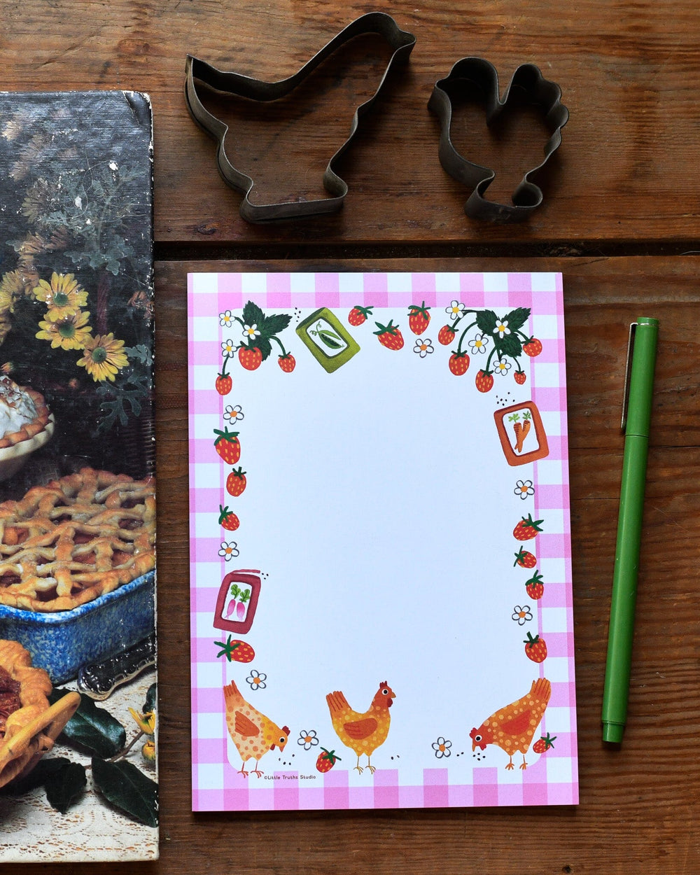 Chickens and Strawberries Notepad Notepad Little Truths Studio 