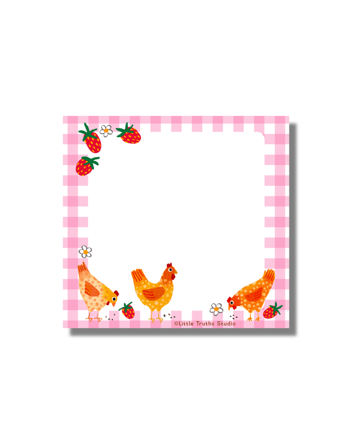 Chickens And Strawberries Sticky Notes Notepad Little Truths Studio 