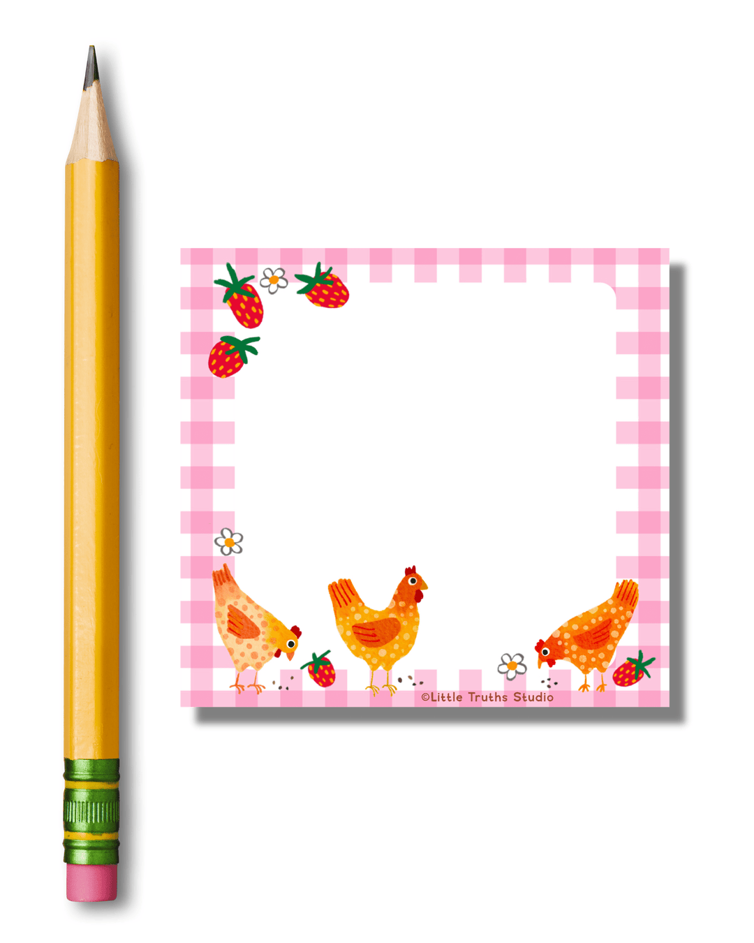 Chickens And Strawberries Sticky Notes Notepad Little Truths Studio 