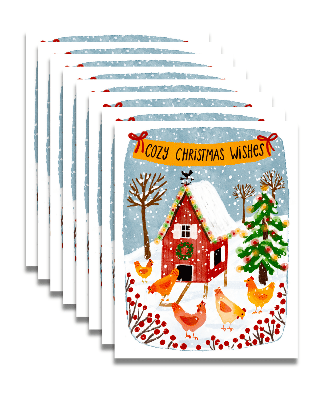 Cozy Christmas Wishes Holiday Card Set Greeting Card Set Little Truths Studio 