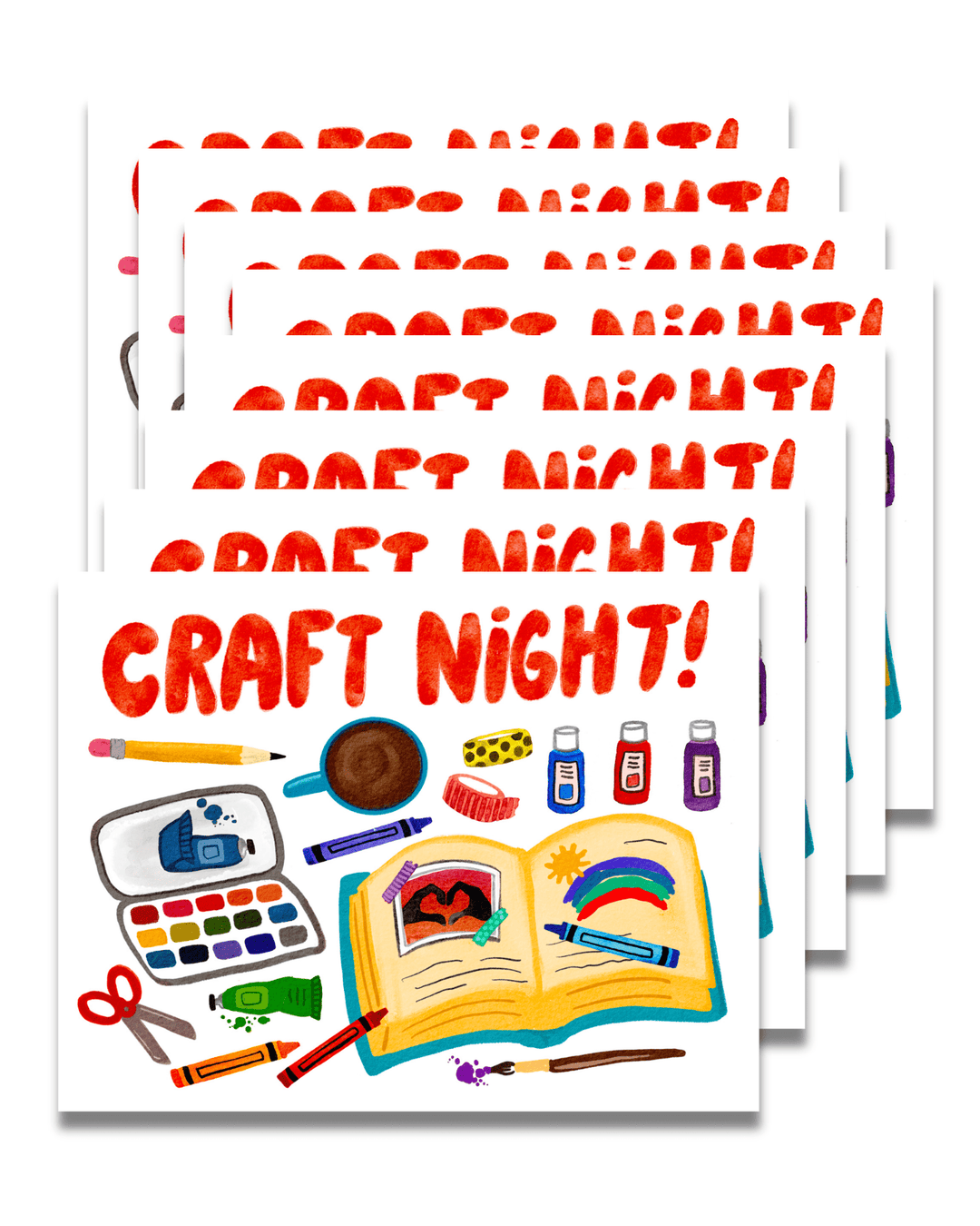 Craft Night Card Set of 8 Greeting Card Set Little Truths Studio 