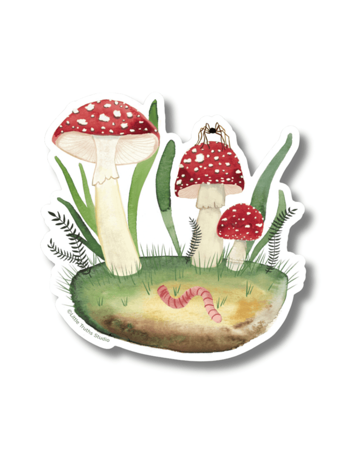 Fly Agaric Mushroom Vinyl Sticker stickers Little Truths Studio 