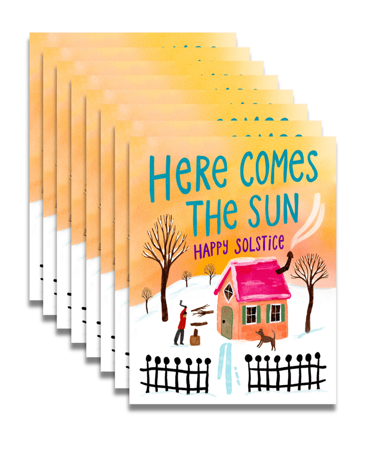 Here Comes The Sun Winter Solstice Holiday Card Set Greeting Card Set Little Truths Studio 
