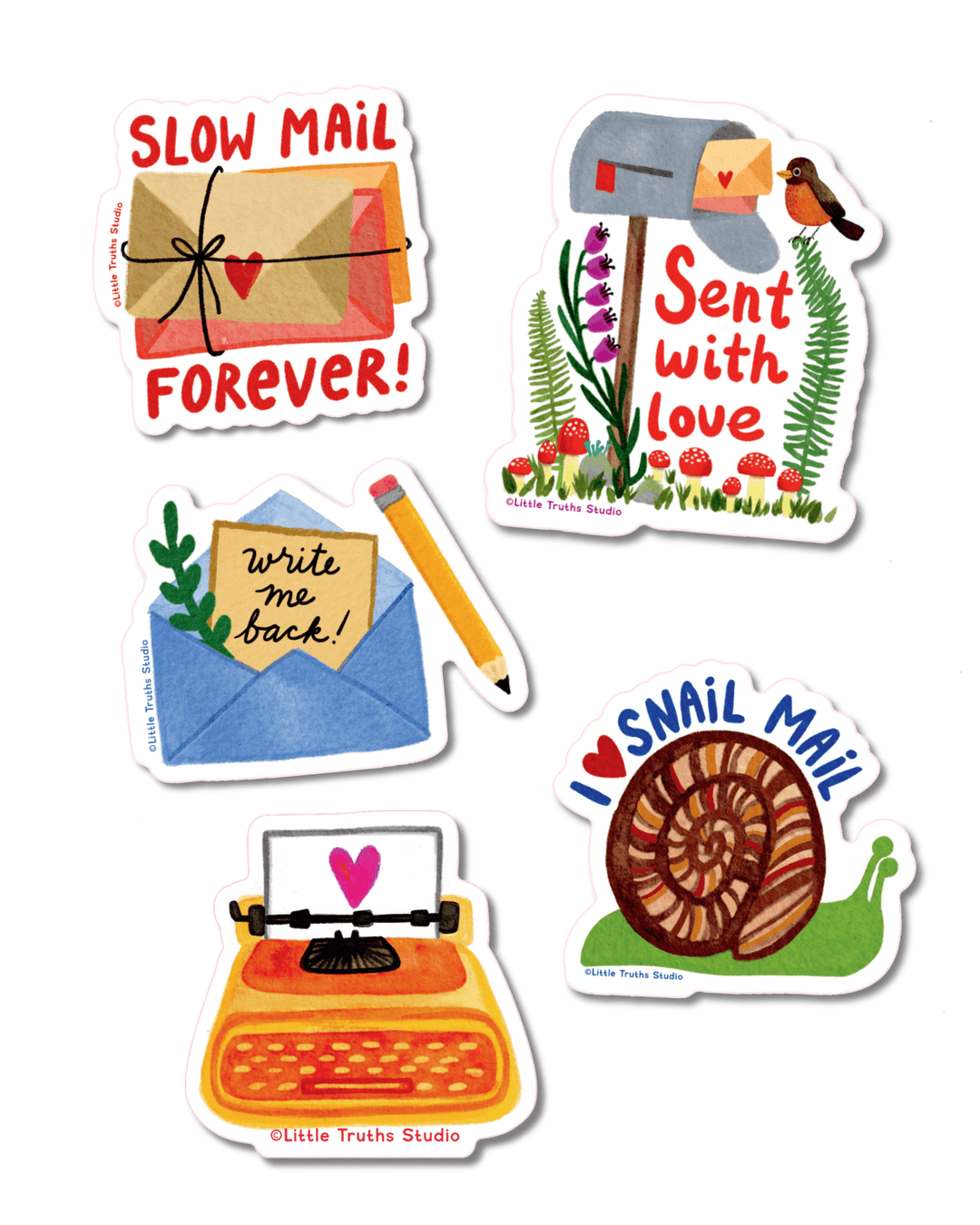 I Love Snail Mail Sticker Pack stickers Little Truths Studio 