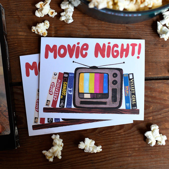 Movie Night Card Set of 8 Greeting Card Set Little Truths Studio 