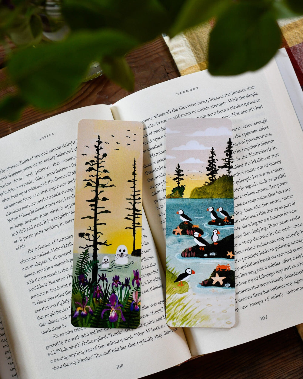 Puffins & Seals Coastal Bookmark Set Bookmark Little Truths Studio 