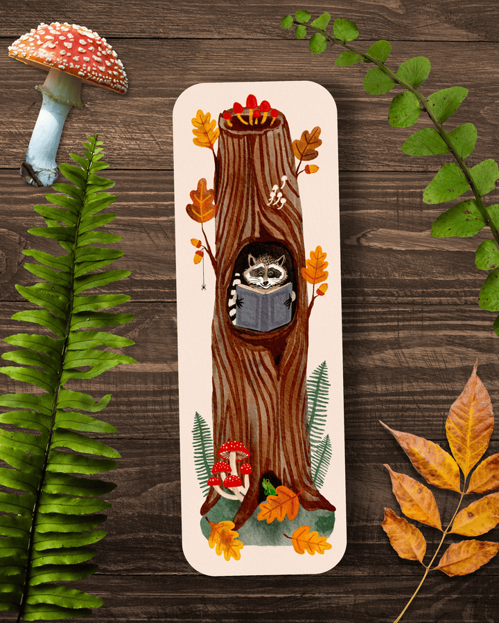 Raccoon Reading Bookmark Bookmark Little Truths Studio 