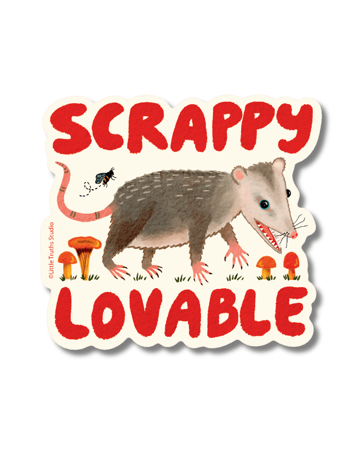Scrappy Lovable Possum Sticker sticker Little Truths Studio 