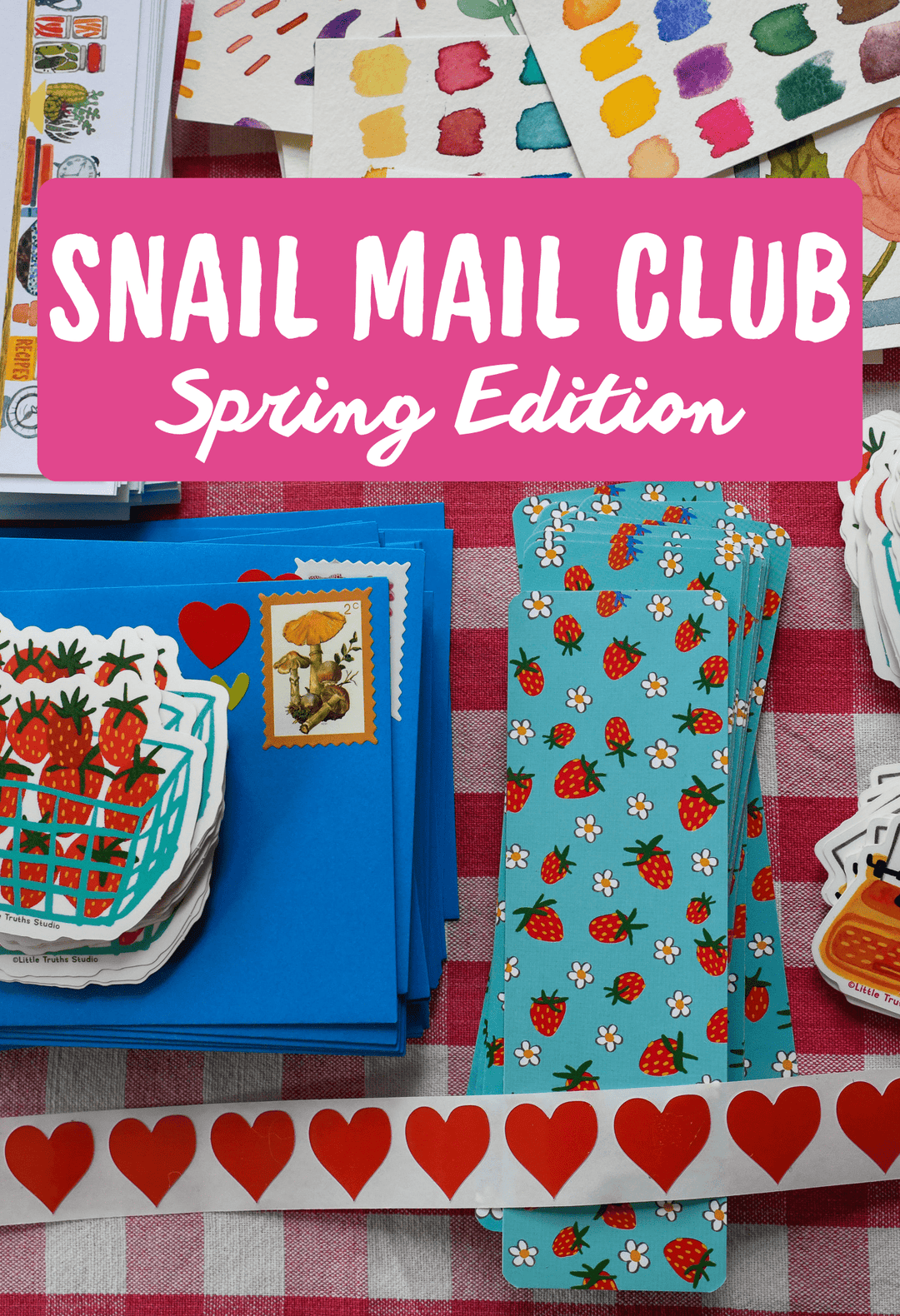 Snail Mail Art Club, Quarterly Print and Sticker Club, Spring Edition snail mail bundle Little Truths Studio 