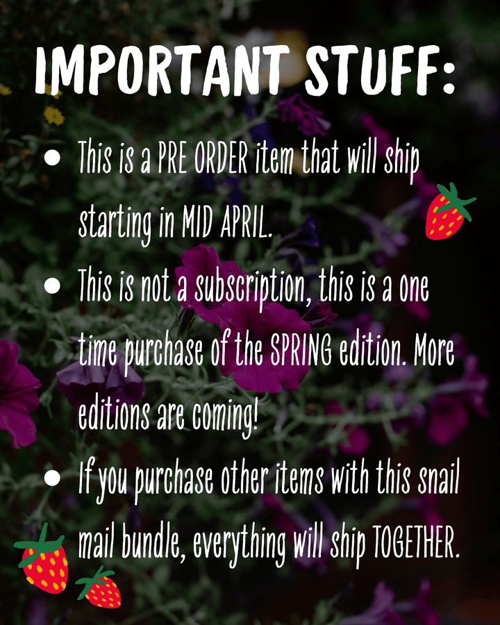 Snail Mail Art Club, Quarterly Print and Sticker Club, Spring Edition snail mail bundle Little Truths Studio 