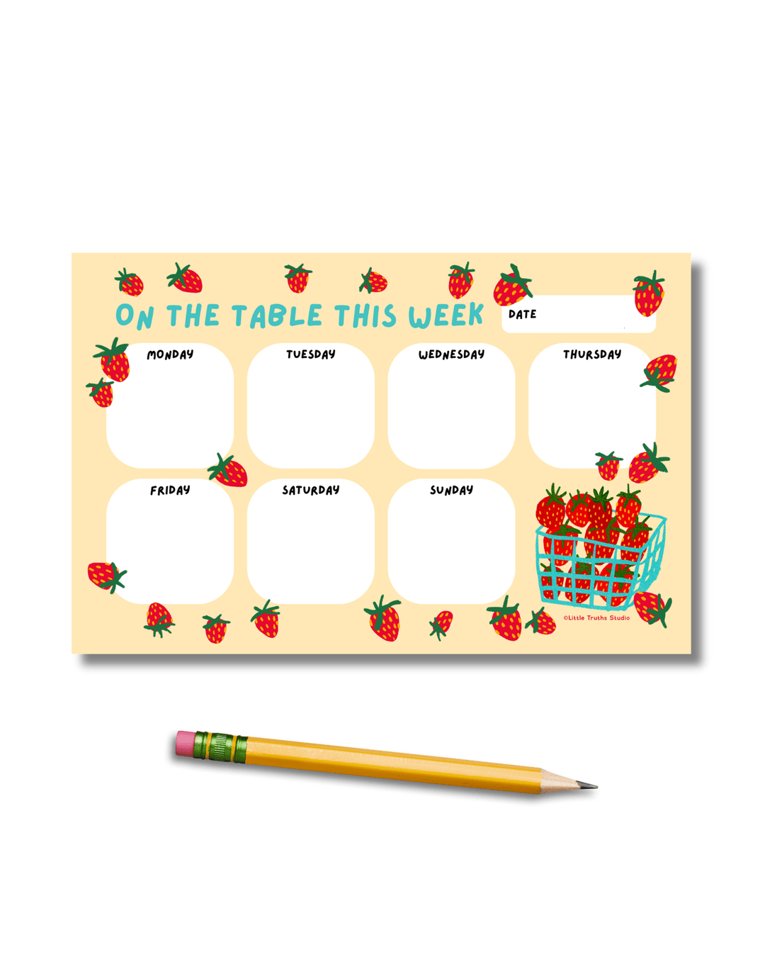 Strawberries Meal Planner Notepad Notepad Little Truths Studio 