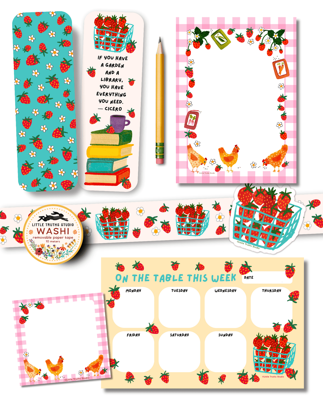 Strawberries Meal Planner Notepad Notepad Little Truths Studio 