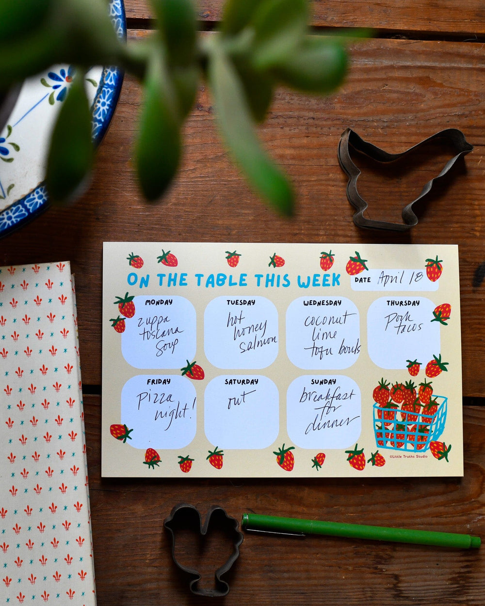 Strawberries Meal Planner Notepad Notepad Little Truths Studio 