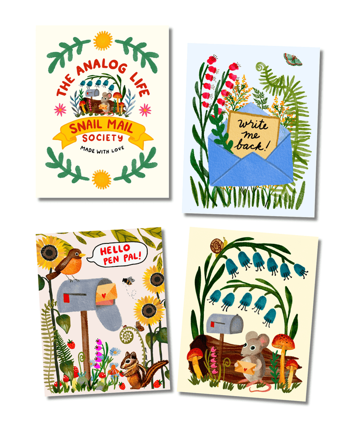 The Analog Life Snail Mail Society 8 Postcard Set Postcard Little Truths Studio 