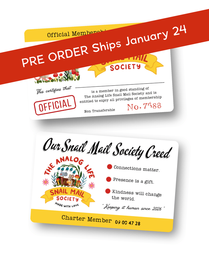 The Analog Life Snail Mail Society Membership Card Membership Card Little Truths Studio 