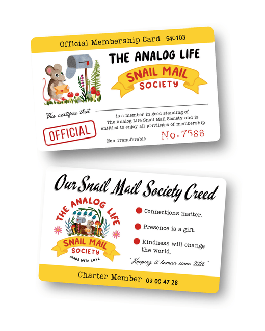 The Analog Life Snail Mail Society Membership Card
