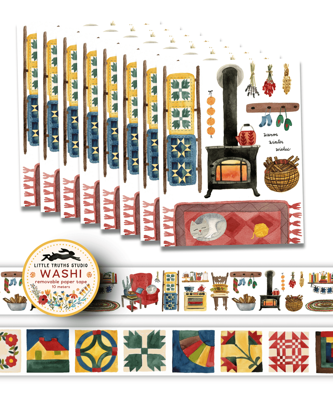 Warm Winter Wishes Card and Washi Tape Bundle gift bundle Little Truths Studio 