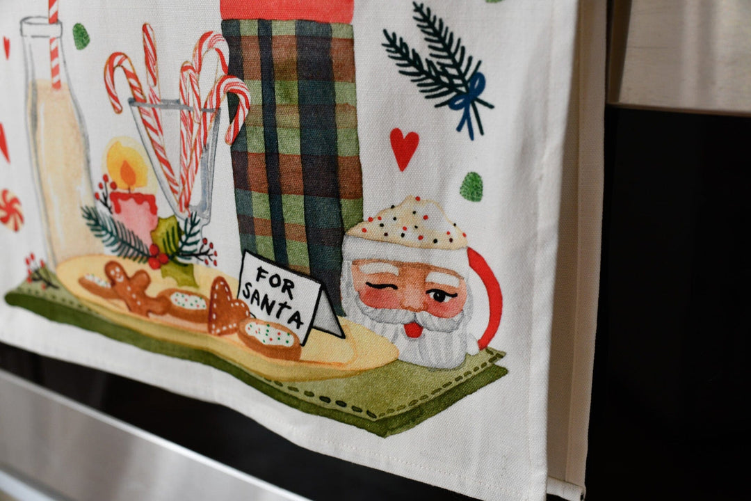 Santa Gnome Cotton Tea Towel