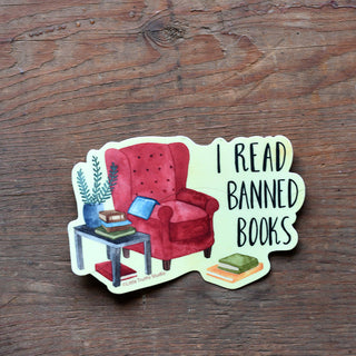 I Read Banned Books Sticker sticker Little Truths Studio 