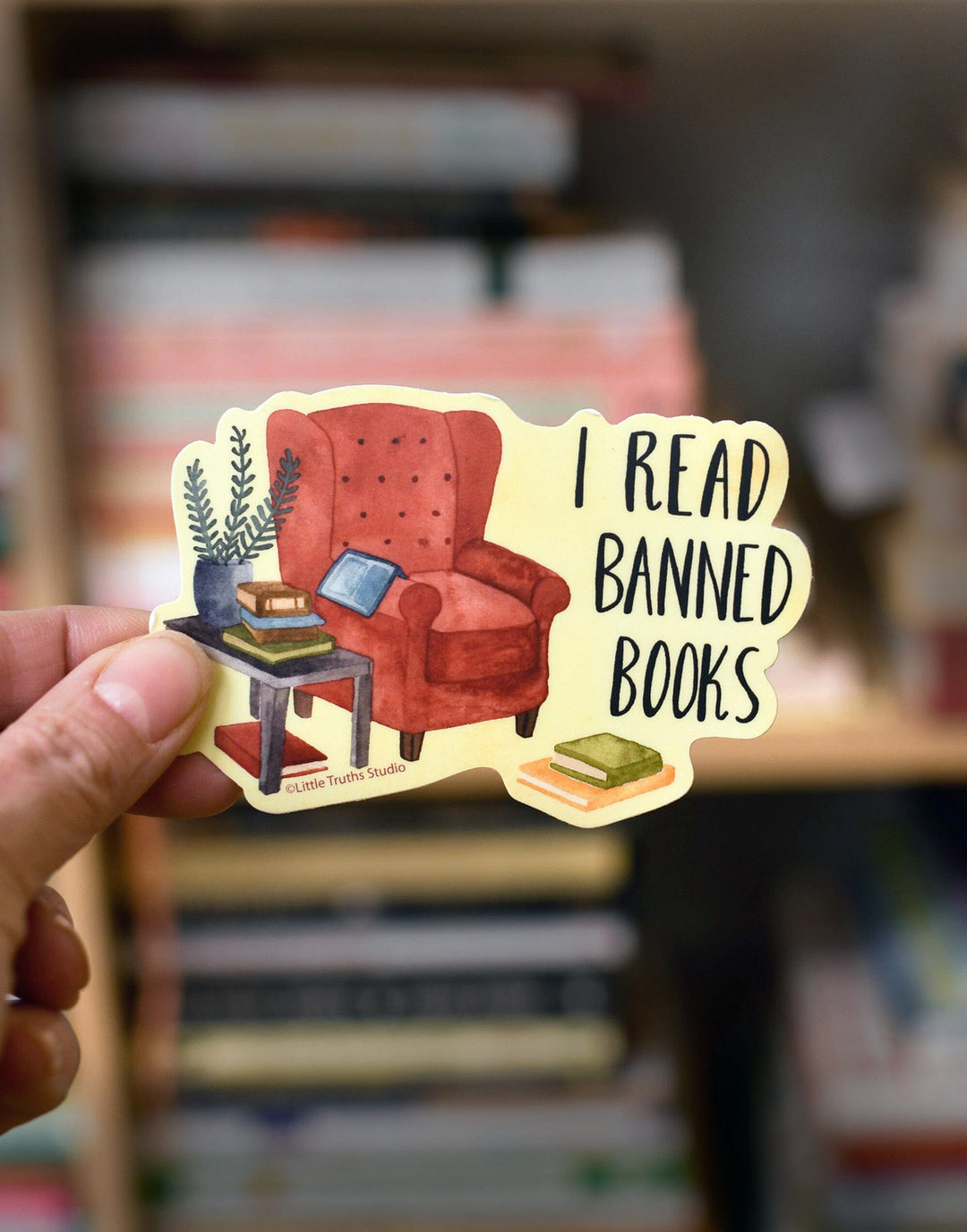 I Read Banned Books Sticker sticker Little Truths Studio 
