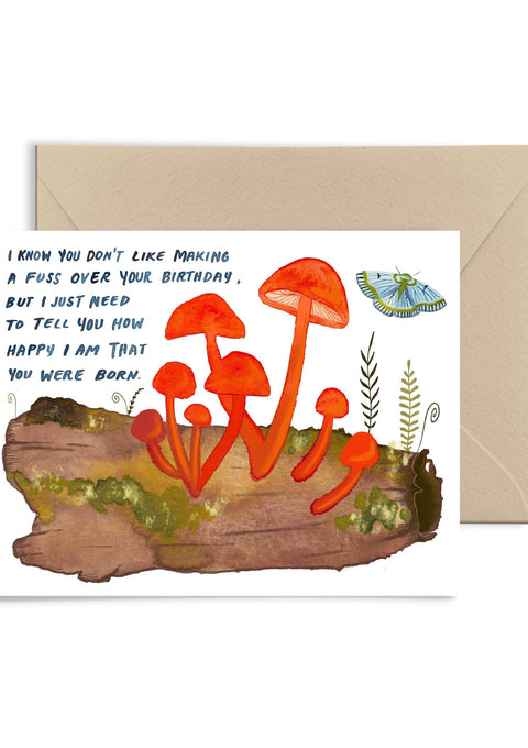 Orange Mushrooms Birthday Card Greeting Card Little Truths Studio 