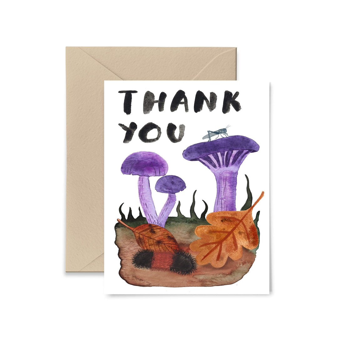 Purple Mushrooms Thank You Greeting Card Greeting Card Little Truths Studio 