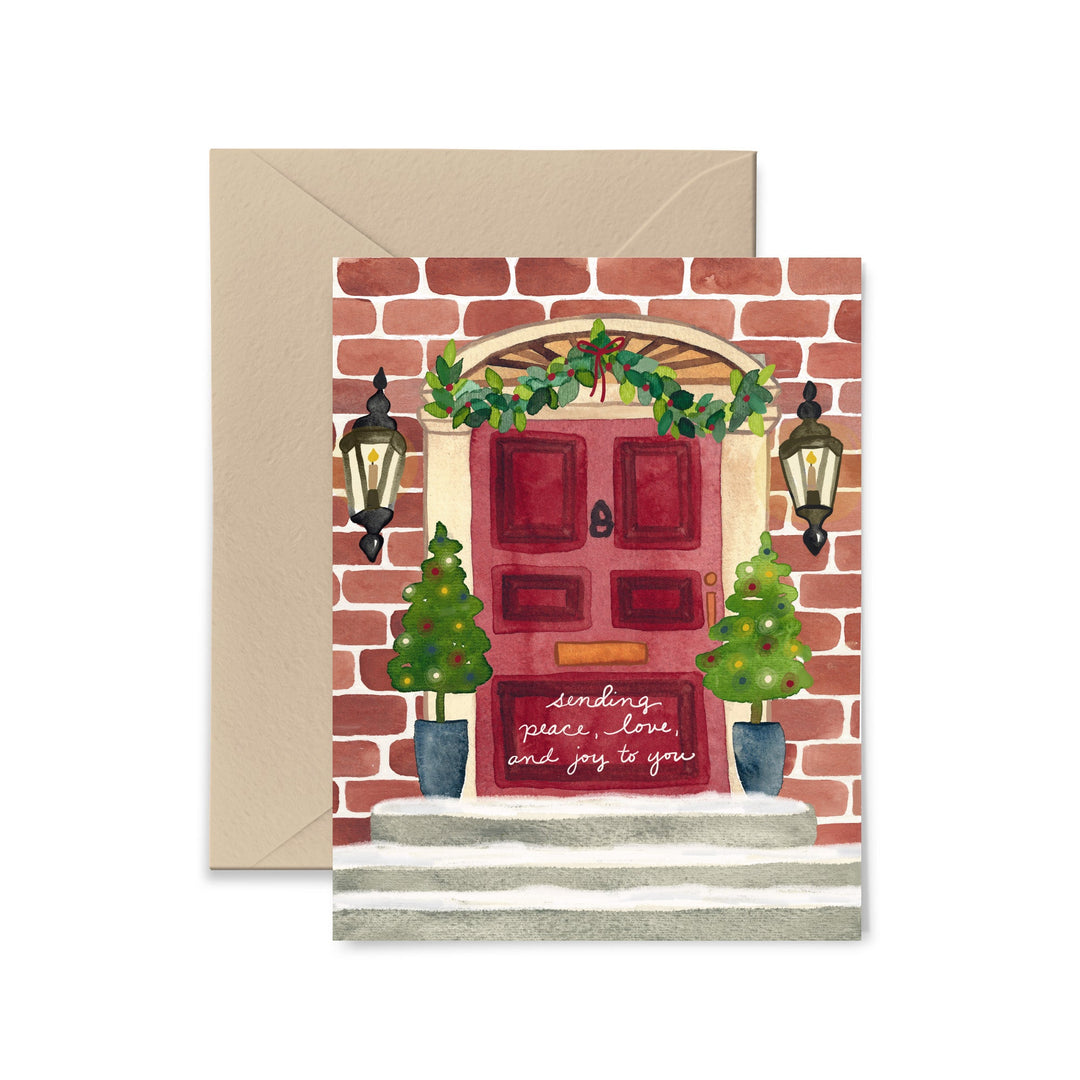 Red Door Peace, Love and Joy Card Greeting Card Little Truths Studio 