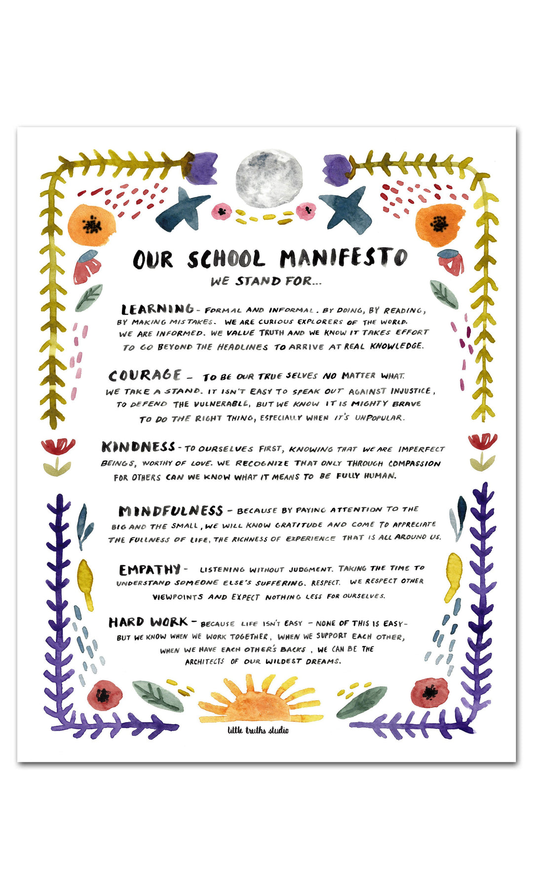School Manifesto Art Prints Little Truths Studio 