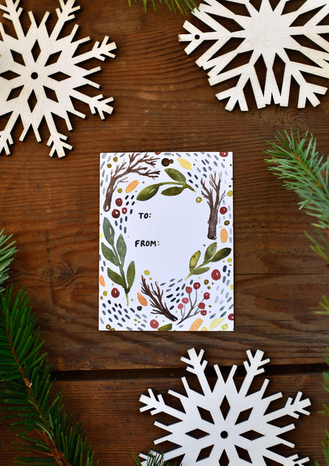 Set of 10 Botanical Holiday Gift Tags Little Truths Studio 