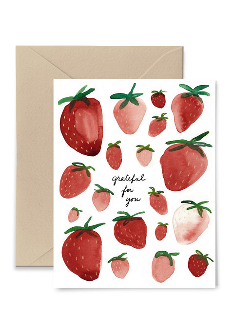 Strawberries Grateful For You Greeting Card Greeting Card Little Truths Studio 