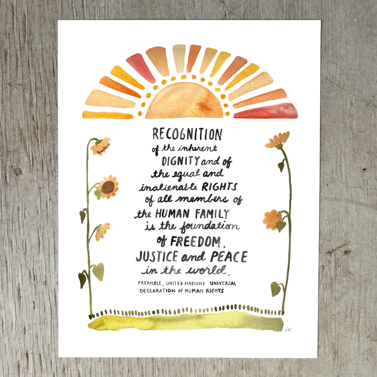 United Nations Human Rights Preamble Art Print – Little Truths Studio